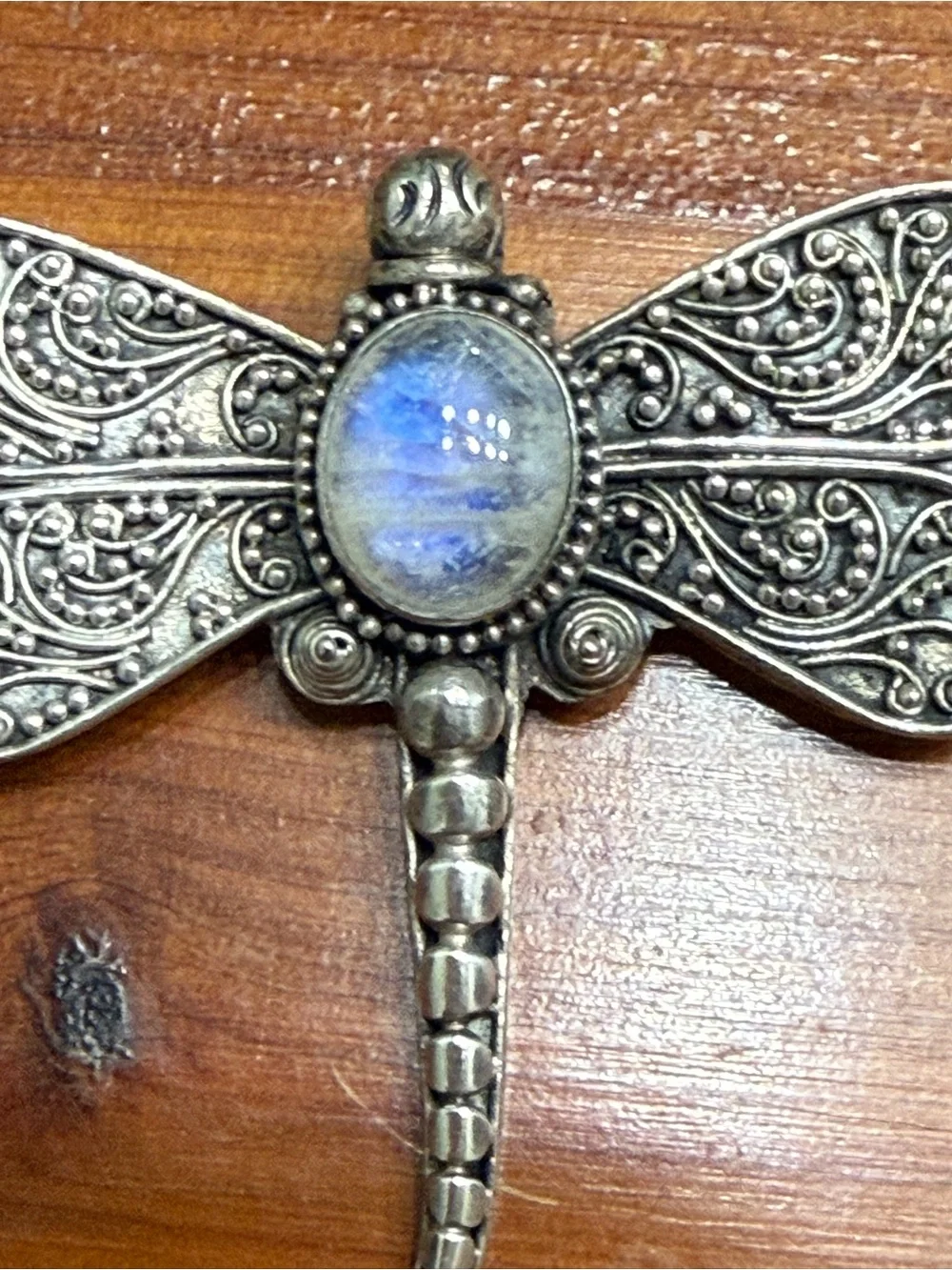 Sterling Silver 925 Rainbow Moonstone Pin Brooch 13.25 Grams
